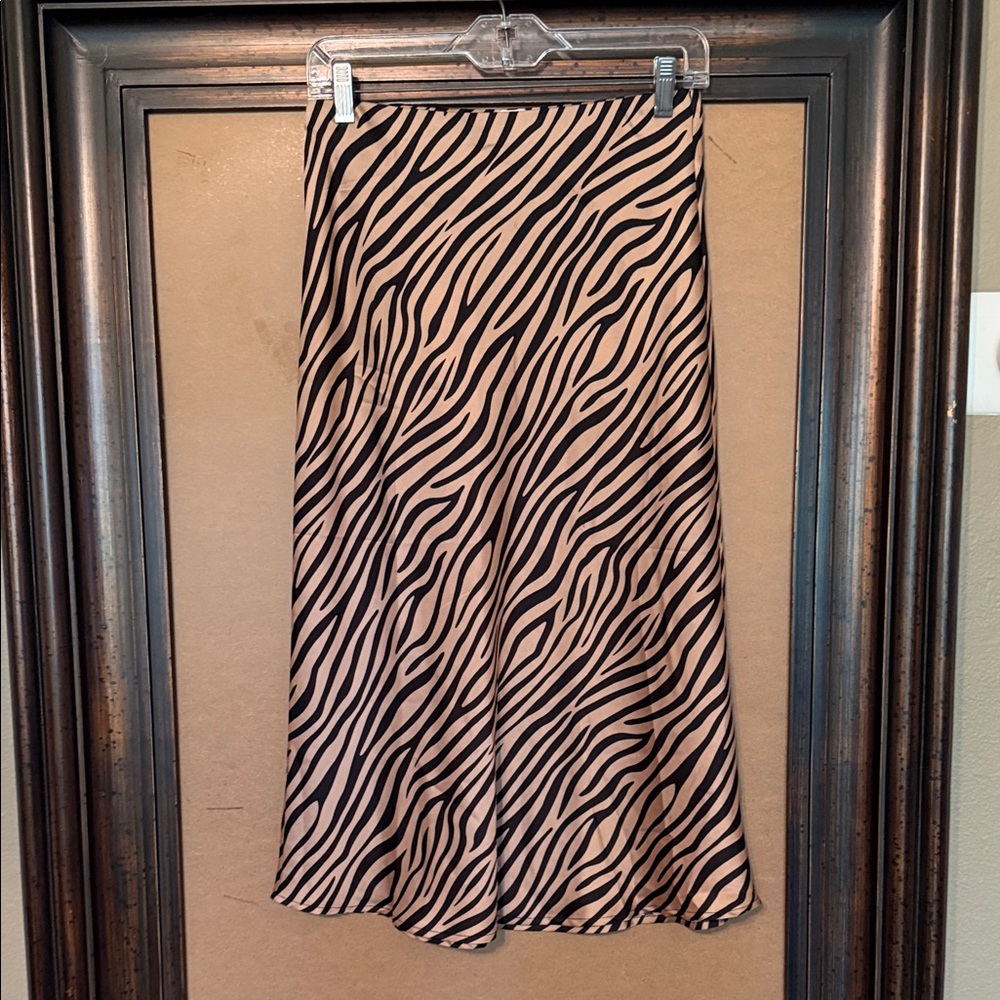 re:named Black and Tan Zebra A-Line Skirt